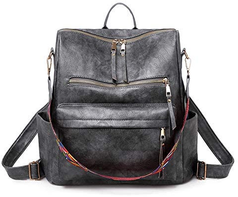 FANDARE Retro Rucksack Damen 3 in 1 Handtasche Mädchen Schultasche Wasserdicht Schultertasche Schulrucksack Casual Daypacks für Pendeln Reise Campus Sport Schulranzen Rucksäcke Dauerhaft PU Grau