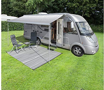 Moritz Vorzeltteppich 250 x 400 cm grau robust Campingteppich Zeltteppich | Strapazierfähiges Kunststoffgewebe mit weichem Trittkomfort, pflegeleicht, rutschfest und platzsparend zusammenrollbar
