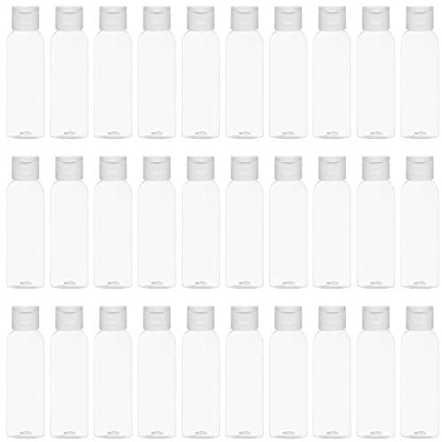 BELLE VOUS Lot de 30 Flacon Vide Plastique Transparent et Rechargeable - 60 ml - Bouteille Vide et Réutilisable pour Voyage, Toner, Lotion, Après-Shampoing, Articles de Toilette et Shampoing