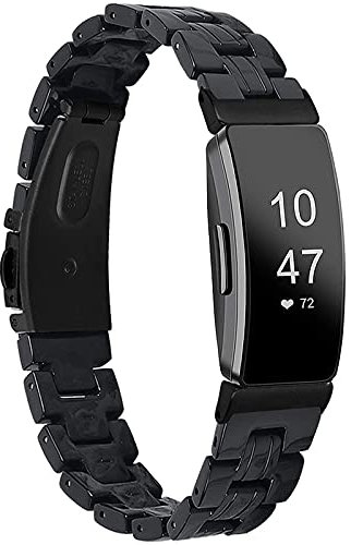 Miimall Kompatibel mit Fitbit Inspire/Inspire HR/Ace 2 Armband, Ultraleicht Harz Resin Ersatzarmband mit Edelstahlschnalle Sport Uhrenarmband Armbänd für Fitbit Inspire/Inspire HR - Schwarz