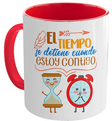 Kembilove Tazas de Desayuno para Parejas – Taza de Café con Mensaje El tiempo se detiene cuando estamos Juntos – Regalos Originales para Regalar en San Valentín, Cumpleaños – Tazas de 350 ml