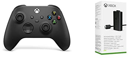 Xbox Wireless Controller, Nero Carbone + Xbox Kit Play and Charge