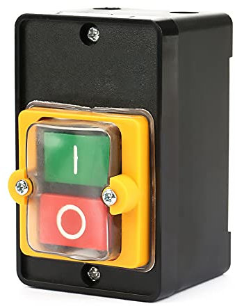 Commutateur à Bouton Poussoir, AC220V / 380V 10A Interrupteur à Bouton de Commande de Puissance étanche Monophasé/Triphasé, Bouton de Commande Marche/Arrêt Avec Coquillage, Interrupteur Machine Outil