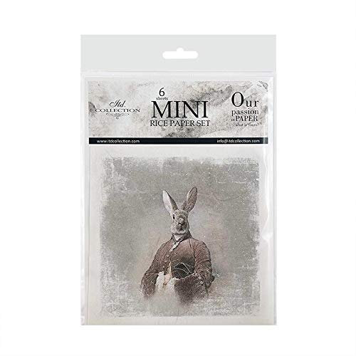 ITD Collection - Mini Reispapier Kreatives Set 14,8 x 14,8 cm (6 Blätter), Decoupage Reispapiere für Basteln, Papier zum Dekoration, Mehrfarbig (RSM031)
