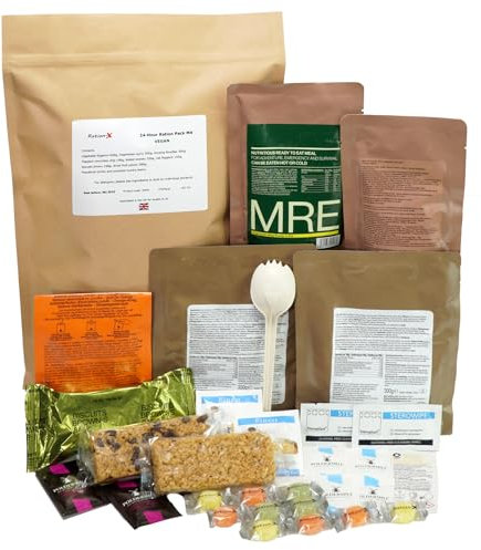 Ration-X 24 Hour Ration Pack VEGAN Ambient Menu 4 4000kcal Three Main Meals ++