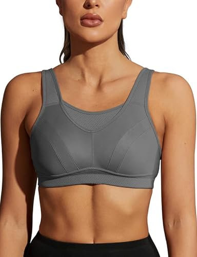 Wingslove Damen Sport BH ohne Bügel Nicht Gepolstert High Impact Bustier Halt Joggen BH(Grey,105D)