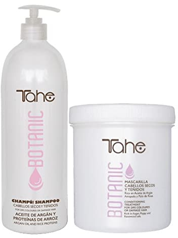 Tahe Pack de Champu para Cabellos secos Y Teñidos 1000ml Y Mascarilla XXL Botanic 700ml