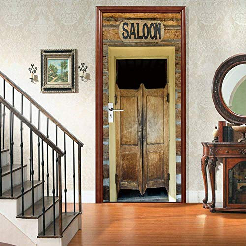 3D Türtapete Selbstklebend Türaufkleber - SALOON - Tür Poster PREMIUM PVC Wasserfest Wandtattoo Für Schlafzimmer Wohnzimmer Tür Dekoration Tapete 77 x 200 cm