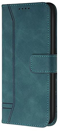 Pochette en Cuir pour Téléphone Portable Nokia C3,Coque Résistant aux Chocs Robuste Clapet Bourse Etui Housse avec Aimanté et Béquille,Vert