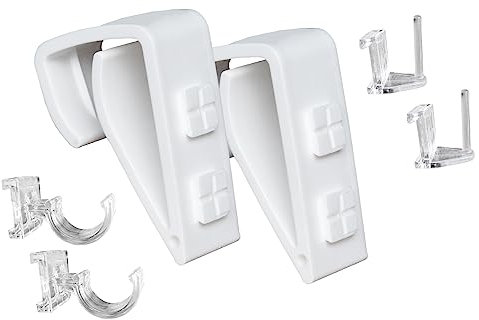 Klemmträger/Fensterhaken/Dekohaken inkl. Adapter für Gardinenstangen und Vitragestangen (2 Stück)