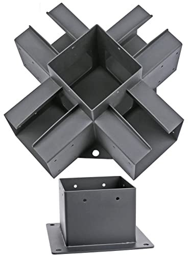 Antsky 15,2 x 15,2 cm (tatsächliche Größe: 14 x 14 cm) Edelstahl 5-Wege-Eckwinkel mit 1 Flanschanker-Basis, Pergola/Pavillon-Kit Hardware