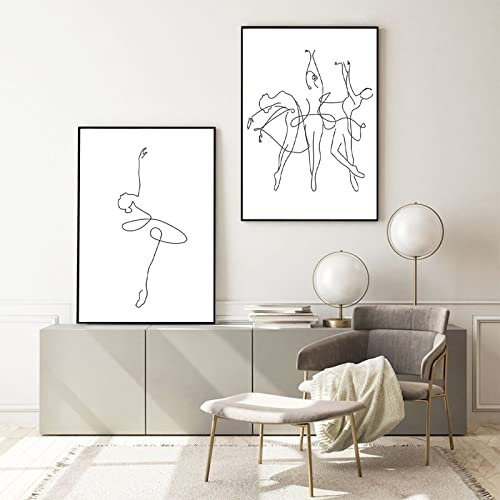 FEOFTIE Line Art Wanddekoration, schwarz-weißes Kunstwerk für Mädchenzimmer, minimalistische Wanddekoration, 30,5 x 40,6 x 5,1 cm, ungerahmt