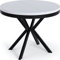 WFL GROUP Table à Manger Extensible Ronde - Table Style Loft avec Pieds en Métal - 100 à 180 cm - Table Carré Style Industriel pour Le Salon - Compacte - Blanc - 100 cm