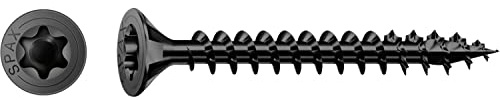 Spax Universal Screw, Countersunk Head, Black, T-Star Plus, Fully Threaded (4 x 25 mm, Pack of 200)