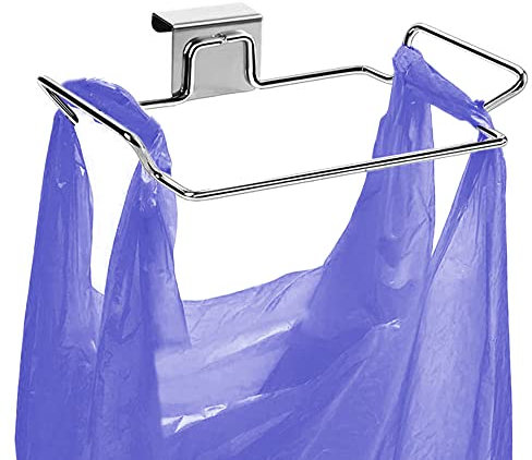 Junvaia Müllsackhalter für Müllbeutel und Tüten, Müllsackhalter für Schranktüren und Schränke, Großer Edelstahl-Müllsackständer, Plastiktütenhalter unter der Spüle
