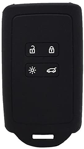 HooRLZ R-enault Schlüsselhülle, Silikon Schlüssel Cover für R-enault Clio Dacia Espace Master Megane Talisman Scenic Kadjar Schlüsselhülle, 4-Tasten Autoschlüssel Hülle R-enault (Black-1PC)