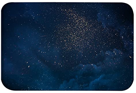 A.Monamour rutschfest Saugfähig Waschbar Badematte Blauer Nacht Himmel Mit Sternen Und Wolken Weich Flanell Badezimmerteppich Badteppich Badvorleger Badewanne Dusche Duschvorleger 40x120cm
