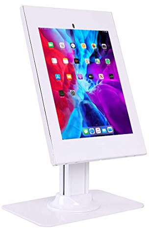 Allcam IPA2602DE Anti-theft Desk Stand w/Weighted Base and Steel Security Enclosure compatible with 10.2 10.5 iPad/iPad Air in White