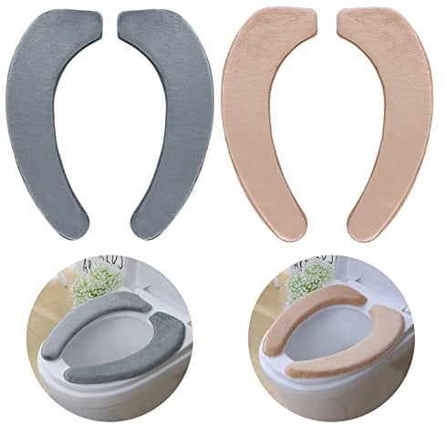 WC-Sitzbezug, Gukasxi 2 Paar Toilettensitzbezug Dicker Und Wärmer Wc-sitz Pad WC Wärmer Pad, Waschbarer WC Abdeckung Cover Pad Toilettensitzkissen