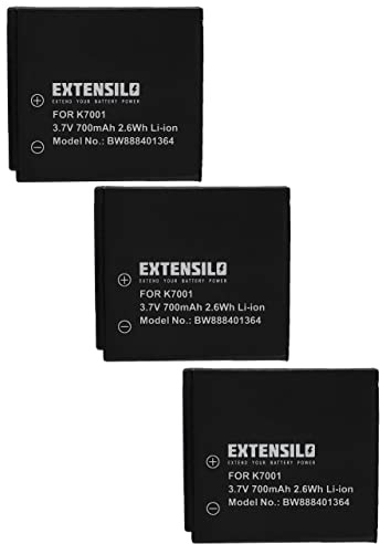 EXTENSILO 3x Battery Replacement for Kodak Klic 7001 for Camera DSLR (700 mAh, 3.7 V, Li-Ion)