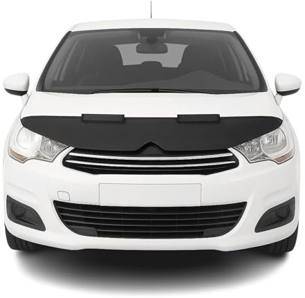 OMAC Haubenbra Halb für Citroen C4 2010-2020 Vinyl Schwarz | Steinschlagschutz, fahrzeugspezifisches Design, Car Bonnet Bra