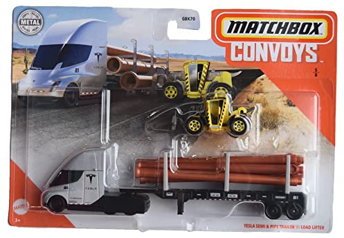 Matchbox LKW Tesla Halb- und Rohranhänger mit Lastenheber, Kind, Unisex, Verschieden, Maßstab 1:64, Automobil, Kinder
