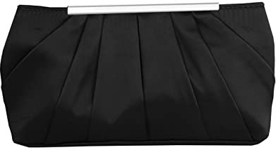 Lollanda Women Handbag Clutch, Elegant Pleated Satin Clutches Handbag for Roses Evening Prom Party Wedding (black)
