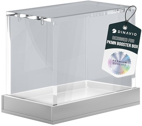 Dinavio Crafthouse Booster Box Acrylic Display Case,Pokemon Booster Box Case Acrylic Display Storage,Cards NOT Included,Premium Acrylic Magnetic Box with Top Load Lid With Colored Base (White Base)