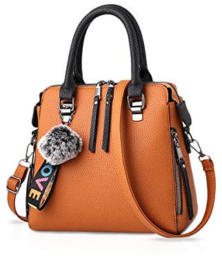 ADITAM Damen Mode Handtaschen Tragetaschen Klassische Damen Umhängetasche Umhängetasche Messenger Bag Leder Große Kapazität Orange Double The Comfort