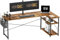 HOMIDEC L Shaped Desk 160CM Computer Desk Study Office Table Writing Table With Bookshelf Reversible Corner Workstation For Home Office