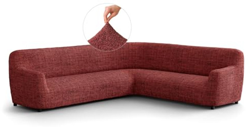 PAULATO - Sofabezug Ecksofa-Husse aus der Kollektion Vittoria Mikrofaser, kratzfestes und maschinenwaschbares Gewebe, Made in Italy, Vittoria Bordeaux