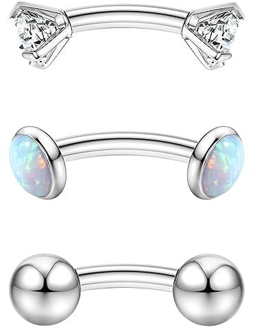 Chriscoco 16G G23 Titan Rook Piercing Augenbrauen Piercing Curved Barbell Piercing Bananen Piercing Lippe Bauchnabel Ring Helix Daith Tragus Knorpel Ohr Piercing 6mm 8mm 10mm