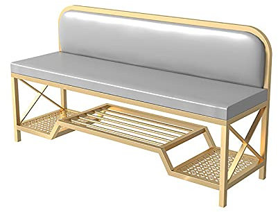 Schuhschrank-Bank, Schuhbank mit Sitz, 80 cm, Eingang, einfache Schuhbank, leichter Luxus-Metall-Nordic-Schuhhocker mit Rückenlehne für den Eingangsbereich, Wohnzimmer, Ruhehocker beautiful scenery