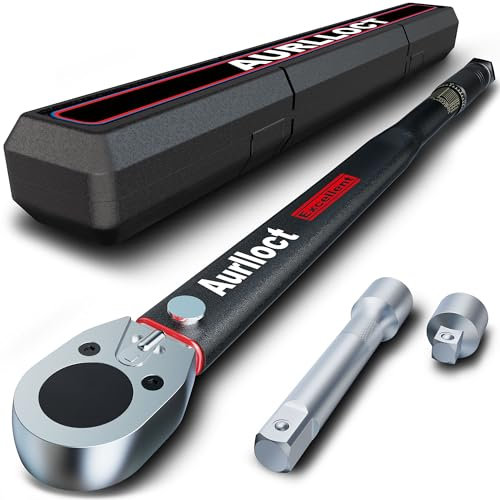 Aurlloct 3 Clés Jeu De Dynamométriques 1/2'', 35-435 Nm Clé de Torsion, Cliquet Réversible à 72 Dents, Précision D'erreur ± 3%, Pour Changement de Pneus et Voiture