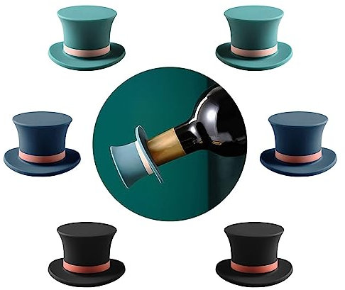 Suuwwn Bouchon Bouteille Vin,6 Pièces Bouchon Champagne Bouchon Vin Bouchon Silicone Bouchon Bouteille Verre bouchon de bouteille pour économiseur de Bière pour Vin, Champagne