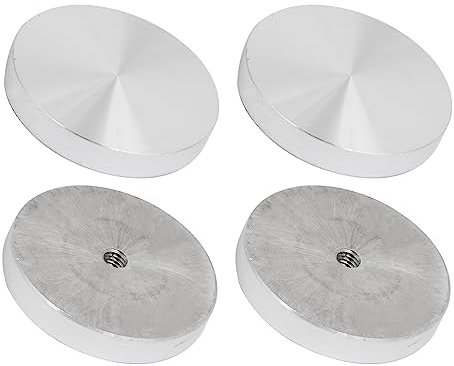 QUARKZMAN 60mm Aluminium Scheibe x 4Stk Kreisrunde Scheiben Hardware für Halterung Glastisch oder Stuhl [Silberton M8 Gewinde]
