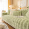 Weiche Plüsch Sofabezug Waschbar - Neue Rutschfeste Sofa überzug 1 2 3 4 Sitzer Couch überzug für Sektionssofa, Flauschiger Kunstpelz Sofa Sitzkissenbezug L Form Möbelschutz (Matcha Grün, 90x210)