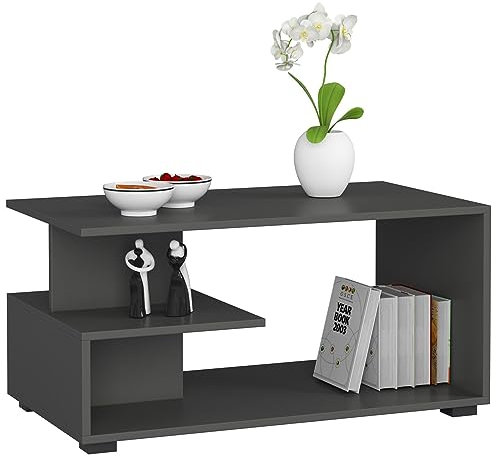 3E 3xE living.com 3xEliving Couchtisch, Kaffeetisch, Beistelltisch in Graphitgrau (B: 90cm x H: 44cm x T:50cm)