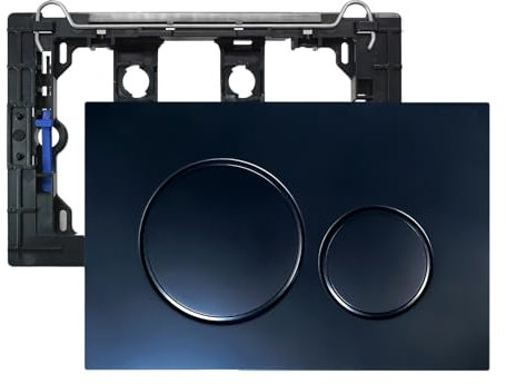 Empyreal Actuator plaque de remplacement pour réservoir de WC, avec tige de chasse et cadre de fixation, convient à Geberit Sigma 20 série 115.882, double chasse, 1 pièce (Noir et Anneau Noir).