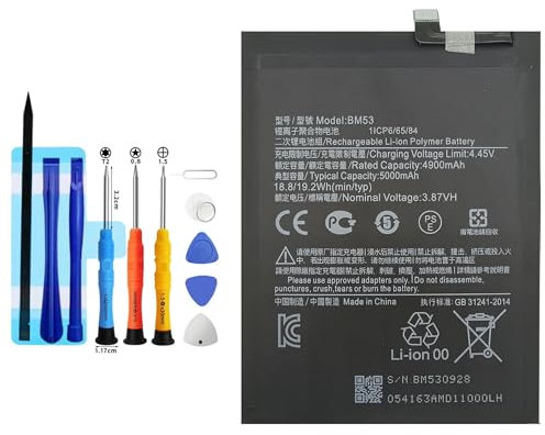 Vvuilsty BM53 Ersatzakku für Xiaomi 10T Mi 10T Pro K30S,wiederaufladbare 0-Zyklen-Batterie kompatibel mit Xiaomi 10T Mi 10T Pro K30S mit Reparaturwerkzeug-Kits