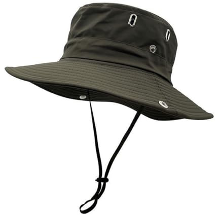 EOYVAIL Outdoor Hüte für Herren,Fischerhut, wasserdichter Eimerhut, schnell trocknender dünner Sommer-Wanderhut, Unisex (Militärgrün)