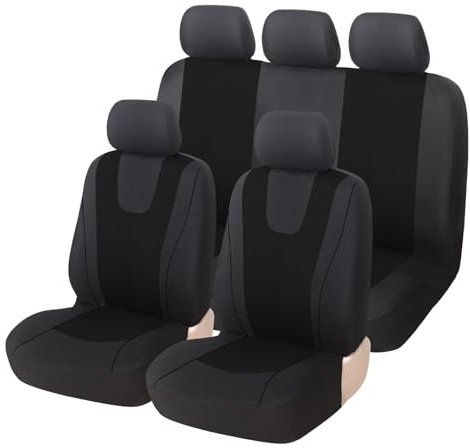 ASKKLP Auto Sitzbezug Set Universal für Mini One Countryman F60/Cooper S R58/Cooper, Rutschfester Auto Sitz Schutz Auto Sitzschoner Set Universal Auto Innenraum Zubehör,A/Black