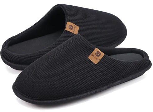 ONCAI Chaussons Hommes de Hiver Shake Polaire de Fausse Fourrure Pantoufles en Mousse à Mémoire de Forme Chaussures enavec Semelles Antidérapantes en Caoutchouc Nior Taille 48