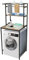 Pinuox Waschmaschinenregal, Metall Toilettenregal Badezimmer Regal Überbauschrank Waschmaschinenschrank, Waschmaschine Überbau Schrank, 3 Ablagen, 69x60x176 cm (Schwarz-B)