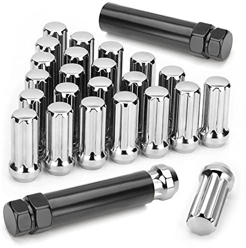 Nvanvmm M14X1.5 Radmuttern, 24 StüCk 14Mmx1.5 7 Spline Drive Ahle Eichelkegel Radmuttern 2 Schwarz mit 2 SteckschlüSseln
