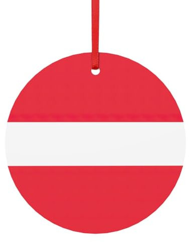 Österreichische Flagge, Metall, Österreichische Flagge, Sublimation, Weihnachtsschmuck für Weihnachtsbaumdekoration, Anhänger mit Band, verschiedene Größen (klein, groß)