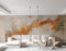 Fototapete 3D Effekt Tapete Orange Weißer Marmor Vlies Tapete Wohnzimmer Schlafzimmer Wandtapete Wandbilder Wand Dekoration 300Cm(B) X210Cm(H)