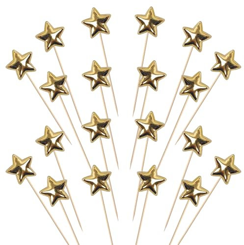 30 Stück Kleiner Stern Tortendeko PU-Material Stern Form Kuchen Deko Glitzern Kleiner Stern Cupcake Toppers für Baby Dusche Verlobung Hochzeit Geburtstag Party Kuchen Dekorationen Gold