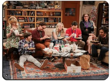 HRJHE Poster der TV-Serie The Big Bang Theory, Retro-Poster, Metallblechschild, schicke Kunst, Retro, Eisenmalerei, Bar, Menschen, Höhle, Café, Familie, Garage, Poster, Wanddekoration, 30 x 40 cm