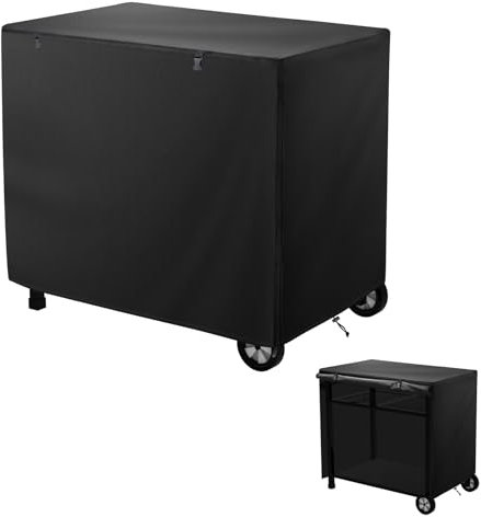 outdoor prep table cover Waterproof Dining Cart Table Cover Patio BBQ Grill Cart Pizza Oven Table Cover Zipper for Serving Cart Oven Table,600D-100x80x60cm